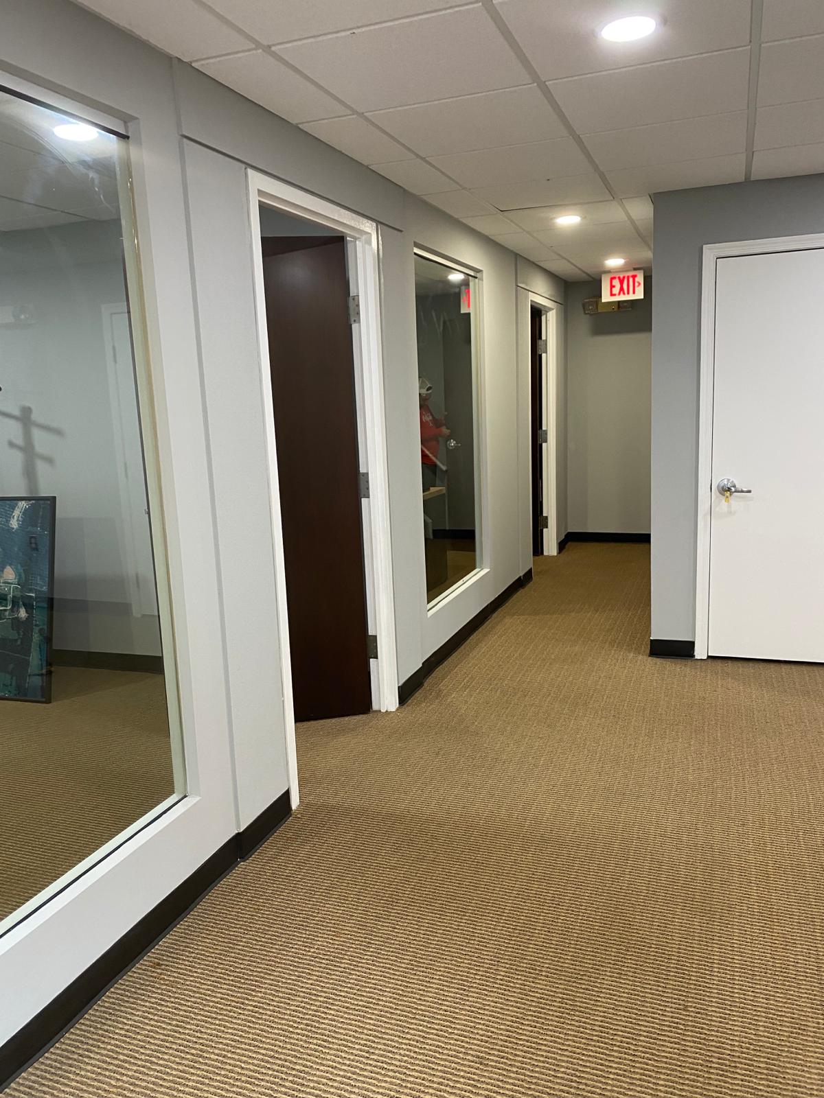 Completed commercial office space with glass walls